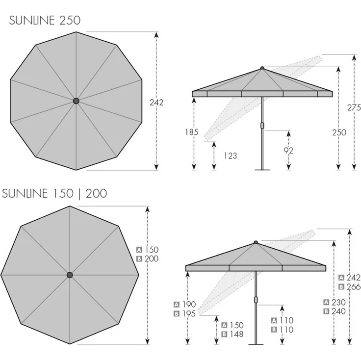 Doppler SUNLINE III Gartenschirm knickbarer Sonnenschirm rund – Bild 8