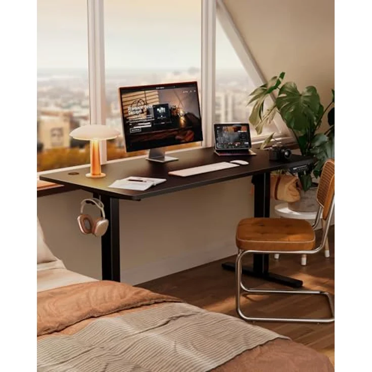 ErGear Elektrisch Höhenverstellbarer Schreibtisch 160x80 cm, Schreibtisch Höhenverstellbar mit 4 Memory-Funktion, Gaming Tisch mit Vierteilige Tischplatte – Bild 3