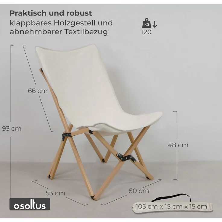 osoltus Holz Faltsessel Sessel Campingsessel Jessi Sahara natur – Bild 3