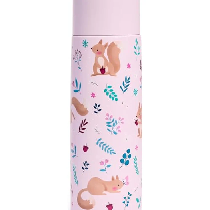 Miniland Trinkflasche aus Edelstahl für 500 ml Flüssigkeit, hält die Temperatur +12h, sowohl kalt als auch warm, mit luftdichtem Verschluss und Tropfschutz, auslaufsichere Trinkflasche | Squirrel – Bild 8