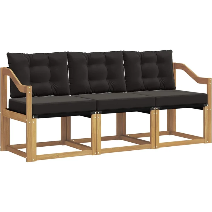 vidaXL Outdoor-Sofagarnitur mit Kissen 3 pcs Weiß und Schwarz 3389174 – Bild 2