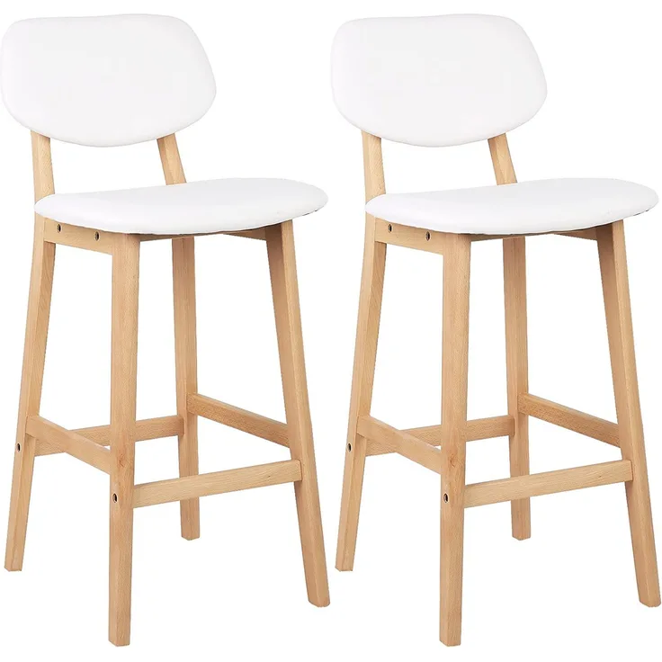 Barstuhl 2er-Set, gepolstert aus Kunstleder weiß