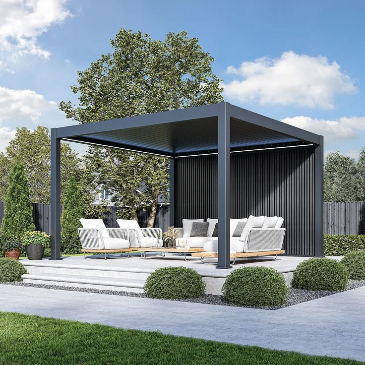 Weide WPC Sichtschutzwand anthrazit für Pergola