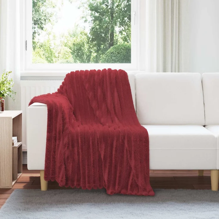 vidaXL Überwurfdecke Bordeauxrot 150 x 130 cm Fleece 42016849 – Bild 1
