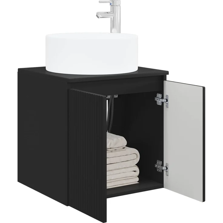 vidaXL Wandmontierter Waschbeckenunterschrank Schwarz 890463 – Bild 3