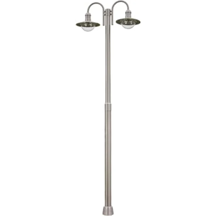 Lindby Mastleuchte Damion, spritzwassergeschützte 2-flammige Kandelaber Außenleuchte aus Edelstahl, E27, modern, für Terrasse, Garten und Balkon – Bild 1