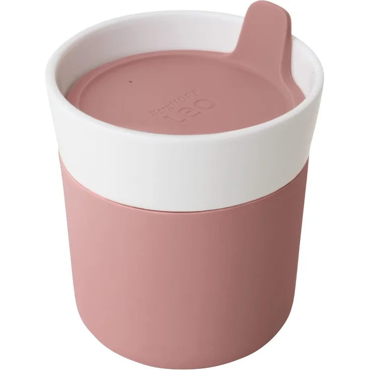 Berghoff 3950136 Reisebecher, Porzellan, 0,25 l, Rosa,Weiß