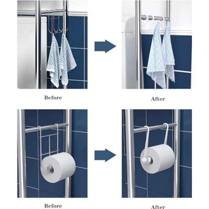 GarveeLife Toilettenregal, 3-stufiges Multifunktionsregal für das Bad, Regal Über der Toilette mit Aufbewahrungskörben, Platzsparendes WC-Regal, Leicht zu Montieren, 50 x 25 x 160 cm, Silber – Bild 5