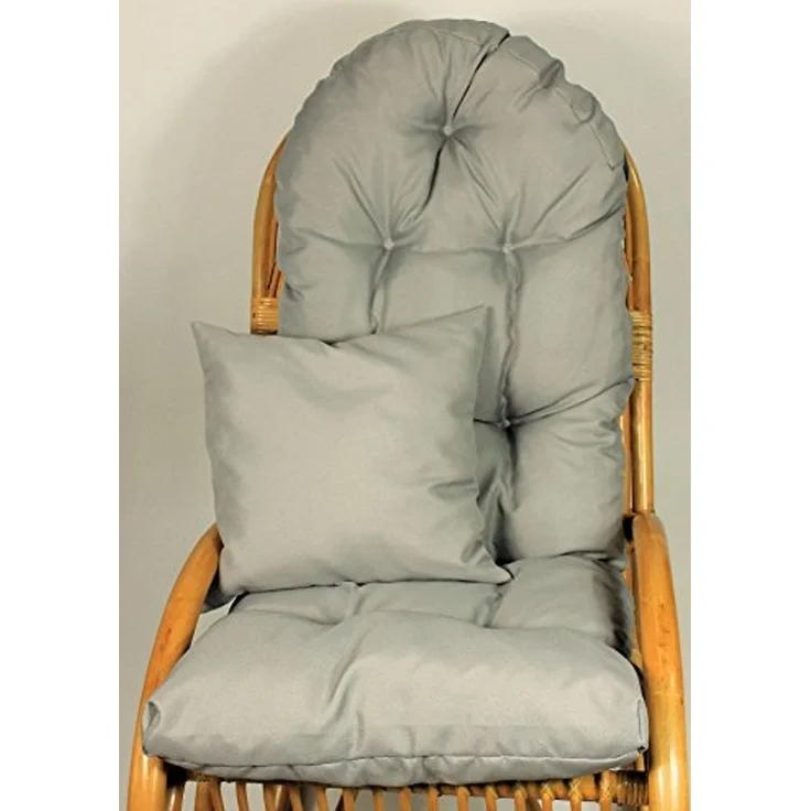 Rattani Polsterauflage Polster für Schaukelstuhl Liegestuhl 130x50x10 cm + Zierkissen 40x40, (Set Schaukelstuhlkissen + Zierkissen), Stoff Uni Living dunkelgrau. Viele weitere Farben lieferbar. – Bild 2