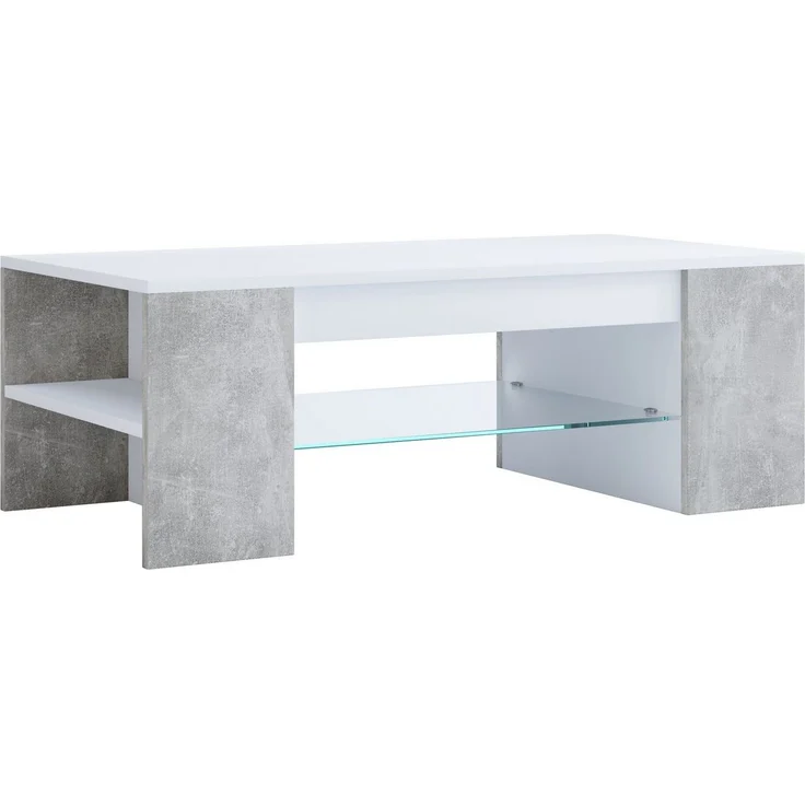 VCM Couchtisch Holz Sofatisch Couchtisch Schublade Glas Tunas – Bild 3