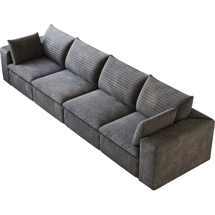 DESVIAE Sofa modular 340x90x60 cm aus Stoff Dunkelgrau mit Schaumstoffpolsterung – Bild 6