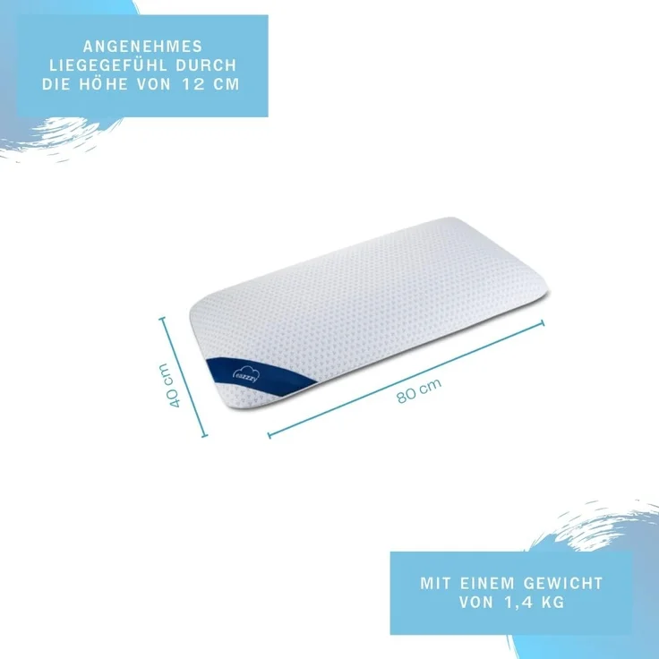 Genius Schlafkissen eazzzy Schaumkissen 40x80 cm, 2 x eazzzy Nackenkissen/Schaumkissen 2 x Kissenbezug, Nackenstützkissen mit 2 Härtegraden + kühlender Gelschaum – Bild 6