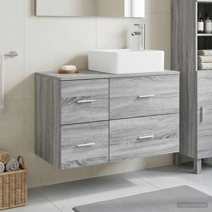 vidaXL Badezimmerschrank-Set 2 stk. Grau Sonoma 79,5 x 41 x 80 cm 3403965 – Bild 1