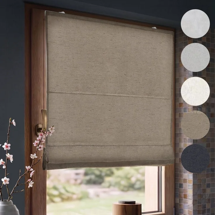 Victoria M. Raffrollo Klemmfix Ivora Premium Raffrollo 40x130cm Creme Verdunkelnd, mit Klemmträger, ohne Bohren, freihängend, Ohne Bohren – Bild 1