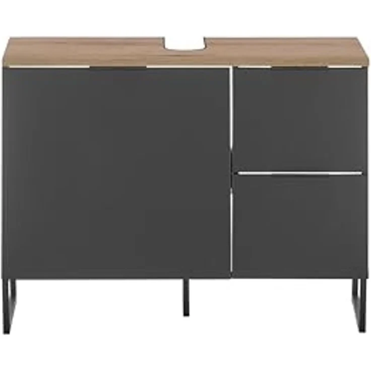 moebel-dich-auf Waschbeckenunterschrank Aspen 80 80 x 60 x 35 cm, Schwarz matt, Oberboden: Evoke Eiche – Bild 6