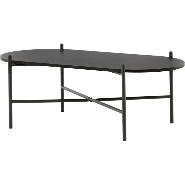 Livetastic Couchtisch, oval, schwarz, Holzwerkstoff und Metall, 60x45x120 cm, einfacher Aufbau