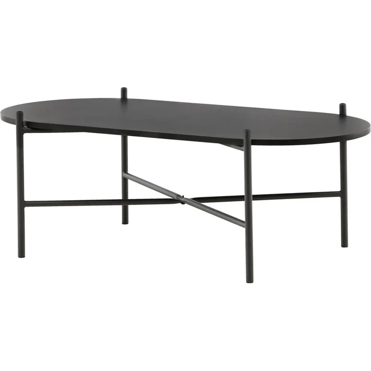 Livetastic Couchtisch, oval, schwarz, Holzwerkstoff und Metall, 60x45x120 cm, einfacher Aufbau