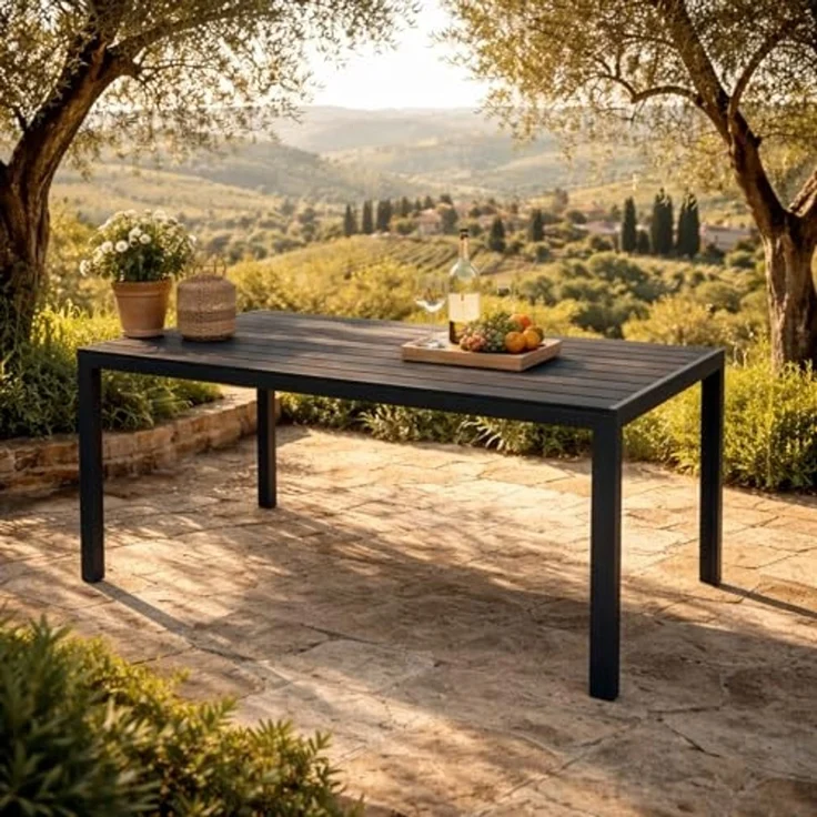 Non-Wood Gartentisch Esstisch Aluminium anthrazit / schwarz 125x70cm – Bild 1