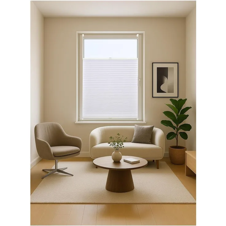 ondeco Plissee ohne Bohren mit Klemmträger viele Farben, Sonnenschutz für Fenster innen, Lichtschutz und Blickdicht, Plissee klemmfix Faltrollo Sichtschutz für Tür - Weiß - 50x130 cm