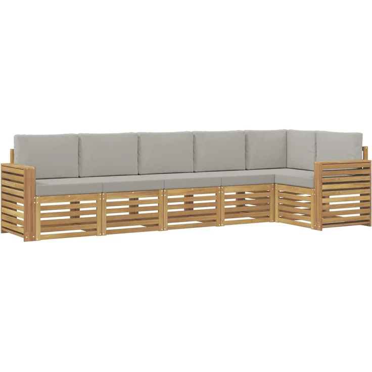 vidaXL Outdoor-Sofagarnitur 6 stk. 6-Sitzer Weiß und Hellgrau 3391921 – Bild 2