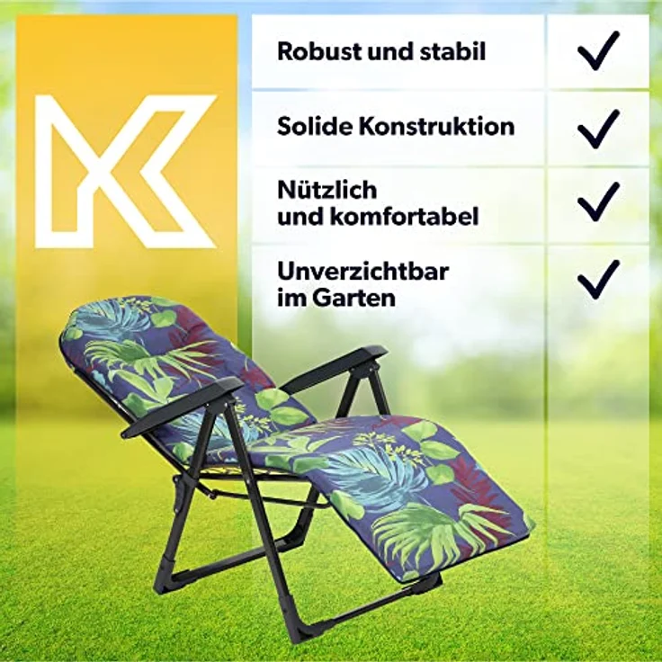 Kadax Gartenliege, Metall, Blau-Grün, verstellbare Lehne, 58x150 cm, für Garten und Terrasse – Bild 6
