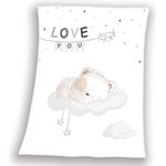 Babydecke Sleeping little bear, Baby Best, mit niedlichem Teddy Design und Schriftzug, Kuscheldecke