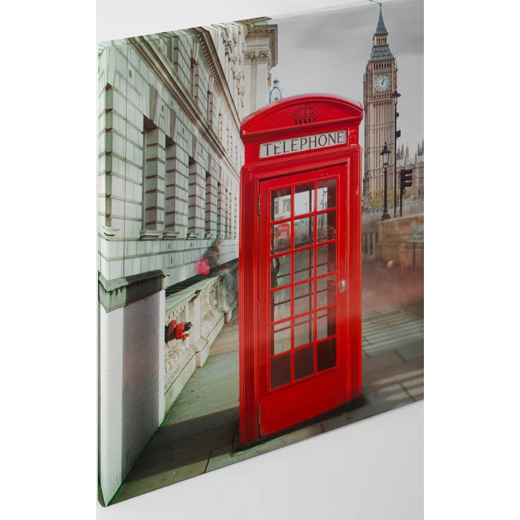 Londoner Telefonzelle Leinwandbild Rot Beige 90x60 DD120330 Wandbild Leinwand – Bild 2