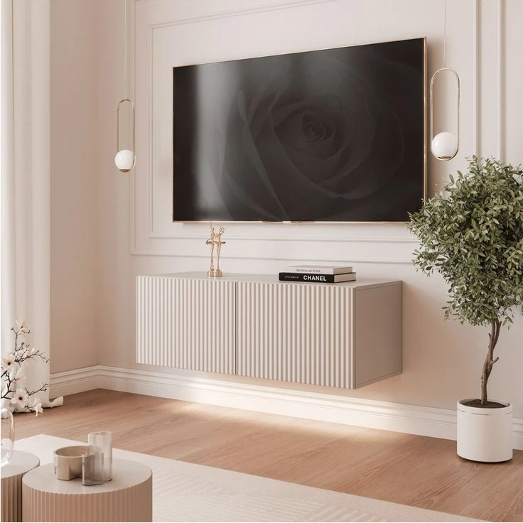yourhouse24 Lowboard TV ANGEL 100 mit LED-Beleuchtung – Geriffelte Fronten – Bild 3