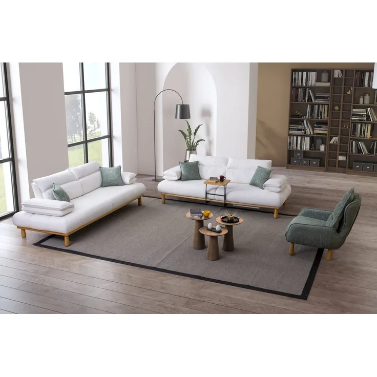 Sitzgruppe/Sofa Set - Wohnzimmergarnitur "Bleuet" 3+3+1+1-White/Mintgrün
