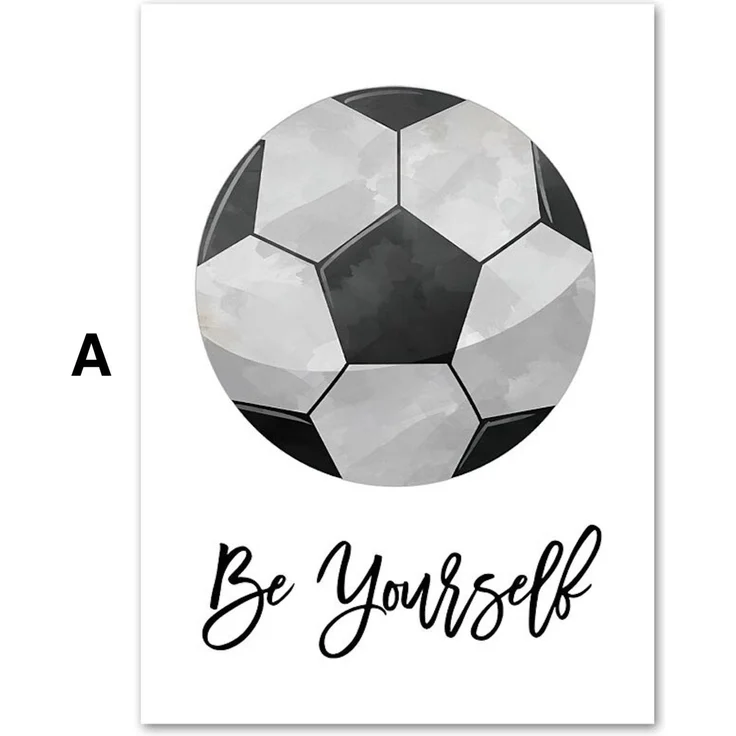 Poster Kinder Sportbälle Fußball Basketball Baseball Football Golfball und Eishockeypuck als Deko Print ohne Rahmen - A / 60X90cm