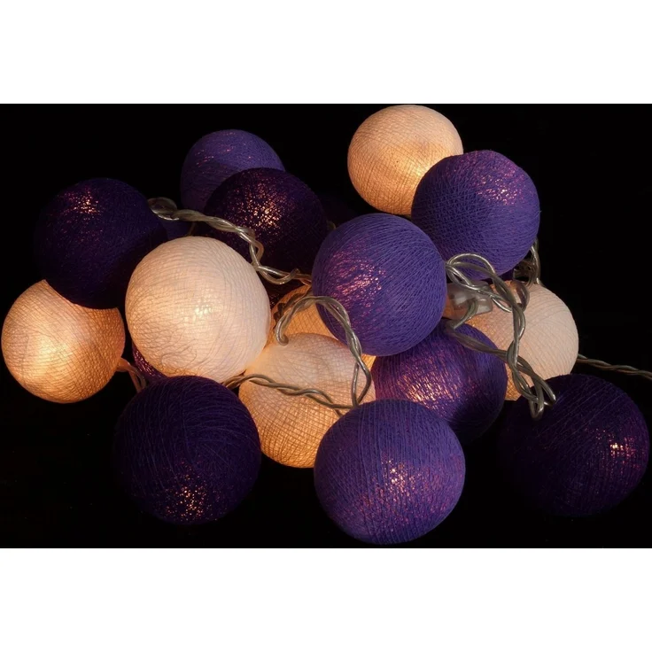 Guru-Shop LED-Lichterkette Stoff Ball Lichterkette, 20`er LED Kugel.. – Bild 1