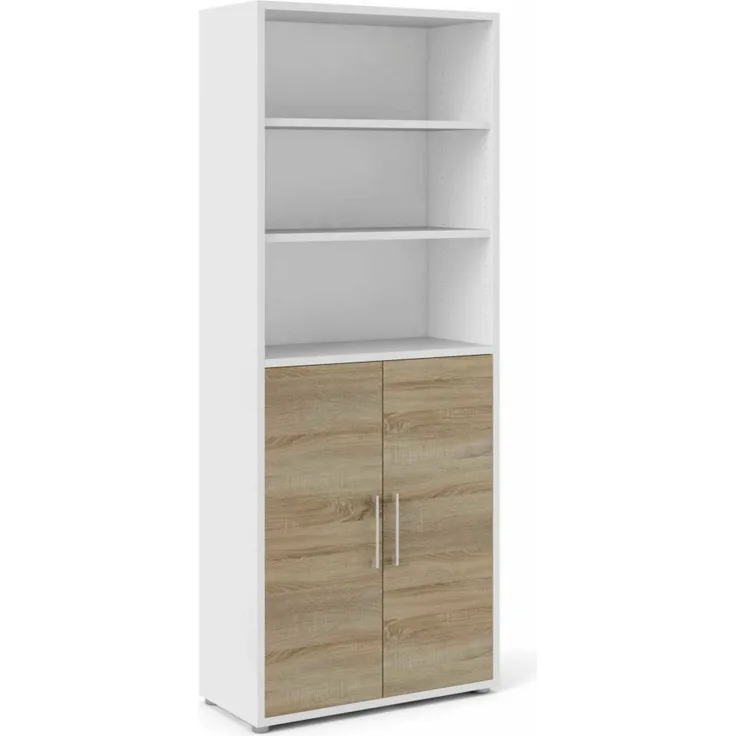 Dmora Kommode Valsesia, Wohnzimmerbuffet, Wohnzimmer-Sideboard, Moderne Küchen-Speisekammer, 89x40 h222 cm, Weiß und Eiche