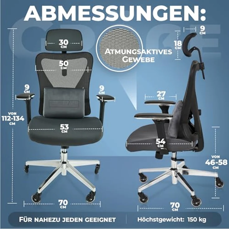 Clouvou Drehstuhl CleverSeat, anthrazit, ergonomisch, flexibel, 70x134x70 cm, für Arbeitszimmer und Büro – Bild 2