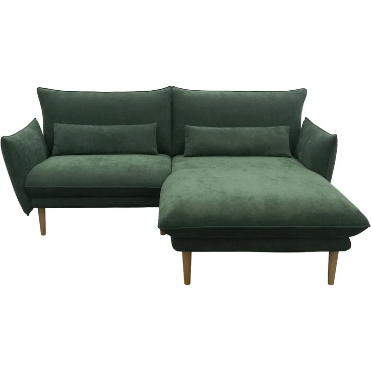 DOMO collection Ecksofa Leuven kompakte Stellmaße, Breite 200 cm, schmale Armlehnen, L-Form, angenehm feste Polsterung, bodenfrei, 19 cm hohe Holzfüße