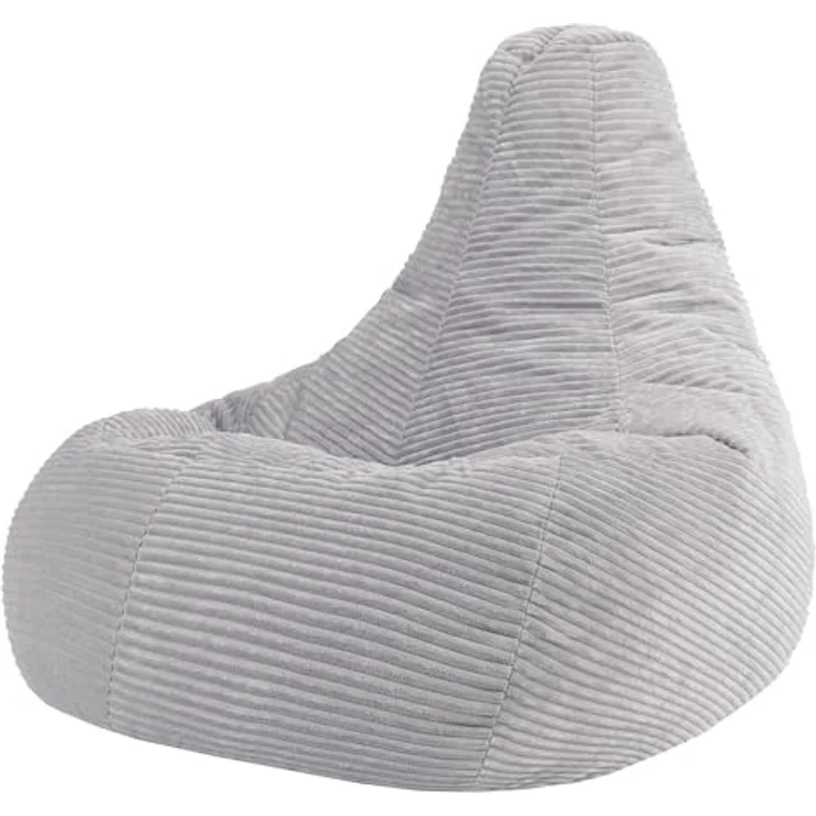 Icon Dalton XXL Sitzsack Cord, Grau, Gaming Sitzsack Erwachsene mit Füllung, Bean Bag, Cord Sessel, Lounge Sessel, Lounge Stuhl, Schlafzimmer, Wohnzimmer, Wohnzimmer Möbel – Bild 2