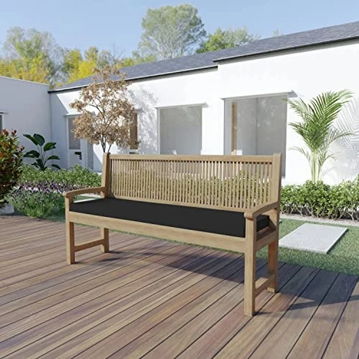 chilly pilley Bankkissen Bankauflage Polsterauflage Reißverschluss mit Schlaufen Kissen für Gartenbank Gartenbankauflage für Gartenmöbel Sitzkissen & Rückenkissen Outdoor (100 x 40 x 5 cm, Schwarz) – Bild 2
