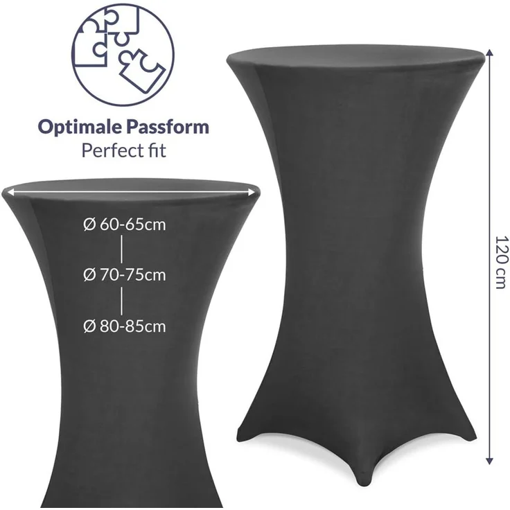 DETEX® Stehtischhusse Grau 80-85cm Verstärkter Fußbereich 30°C Waschbar Stehtisch Hussen Stretch Tisch Überzug Bezug – Bild 7