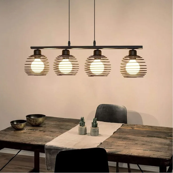 Nettlife Pendelleuchte Schwarz Esstisch Vintage Metall E27 Hängelampe Retro Hängeleuchte, LED wechselbar, für Esstisch Küche Esszimmer Wohnzimmer Arbeitszimmer Büro