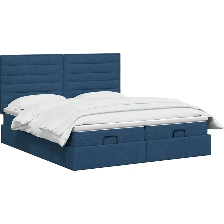 vidaXL Ottoman-Bett mit Matratze und LED Blau 180 x 200 cm Stoff 3458422 – Bild 3