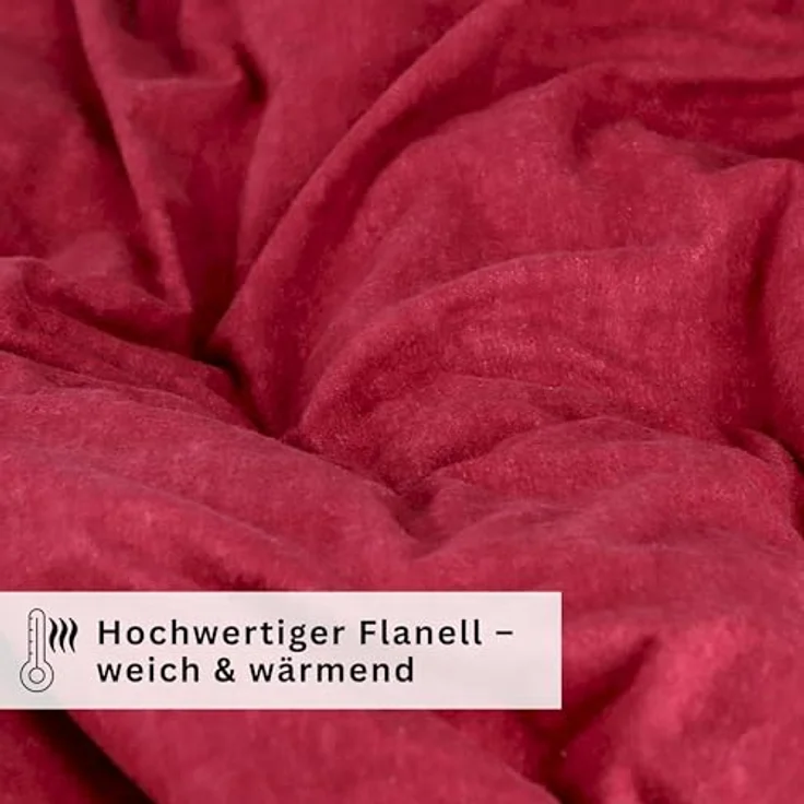 Esprit Bettwäsche FLANELL Winter Bettwäsche, Baumwolle, 1 teilig, 155 x 220 cm in Beere – Bild 9