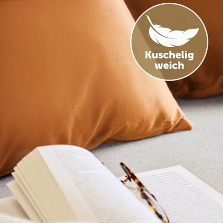 Blumtal Kissenbezug 2er Set - dekorativer Samt Kissenbezug mit verstecktem Reißverschluss, Kissenhülle für Zierkissen, waschbar – Bild 4