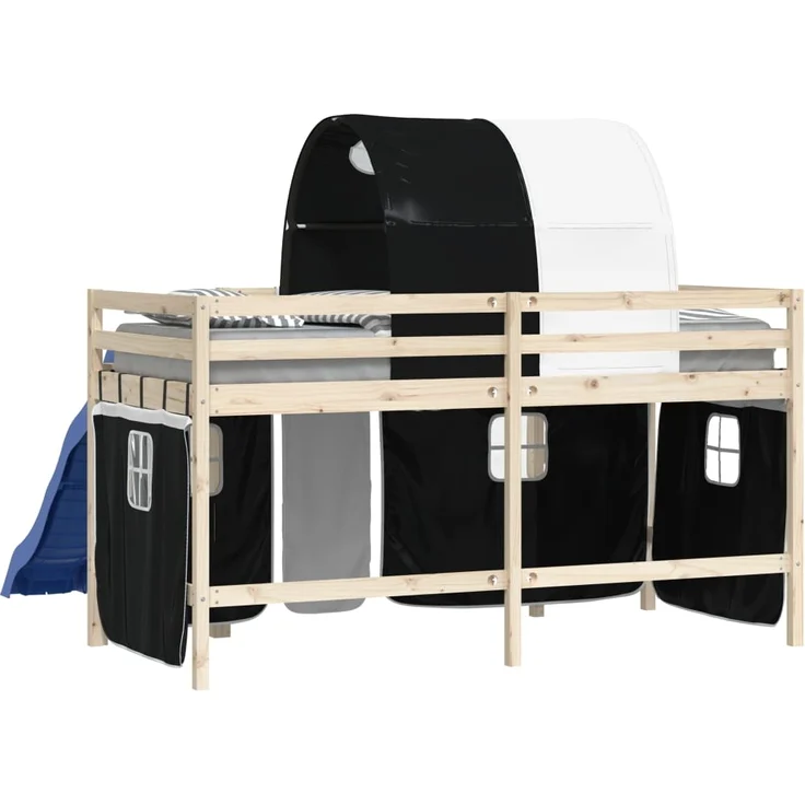 vidaXL Vorhänge für Hochbett mit Tunnel Weiß und Schwarz Polyester 835916 – Bild 6