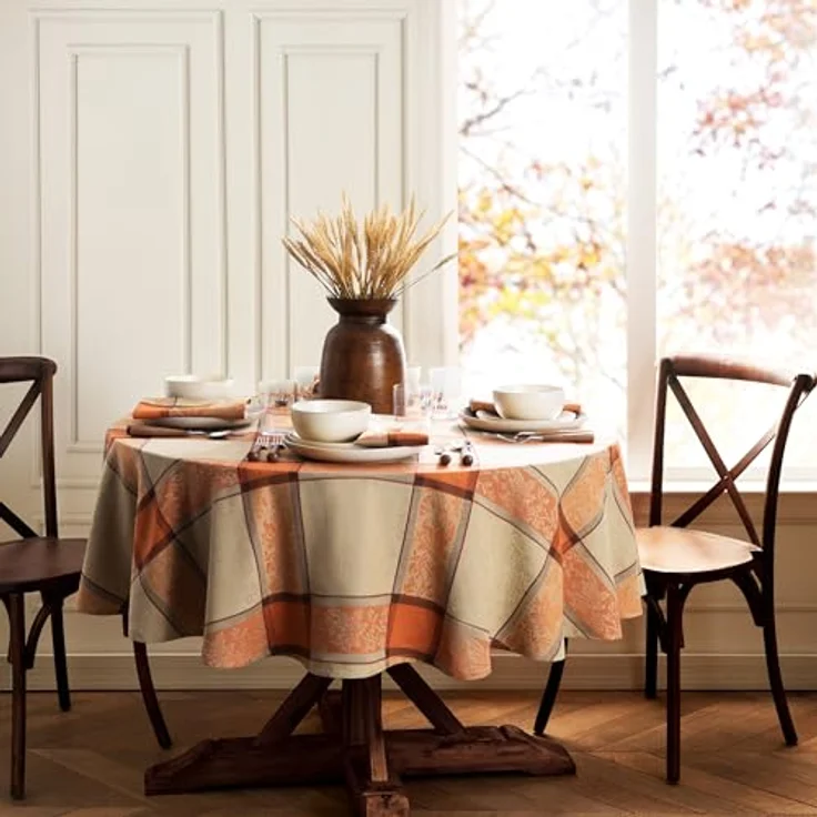 Elrene Home Fashions Herbsternte Jacquard-Tischdecke, gewebte Herbstfolie, Erntedankfest, Baumwolle, 152,4x213,4 cm, oval – Bild 3