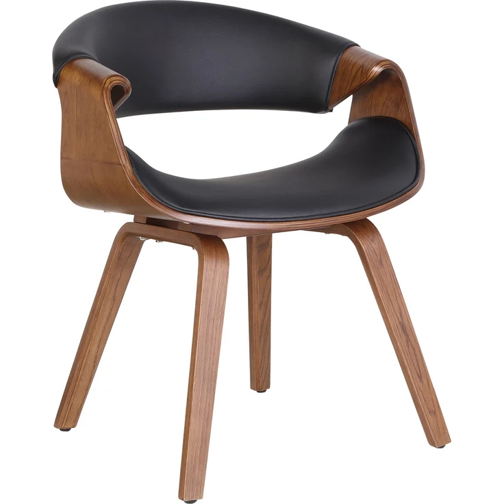 CLP Esszimmerstuhl Foley Küchenstuhl mit Armlehne und Holzgestell,schwarz Kunstleder – Bild 1