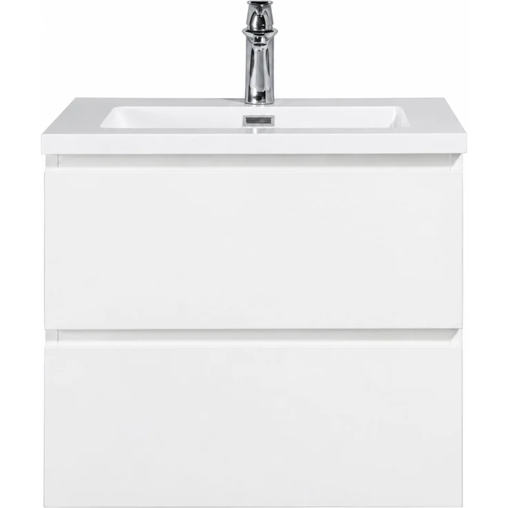 Badplaats Badmöbel Set mit Waschbecken und Unterschrank Angela 60 x 48 cm Weiß Hochglanz - Waschbeckenunterschrank mit Soft-Close und Waschbecken, Vorgemontiert – Bild 3