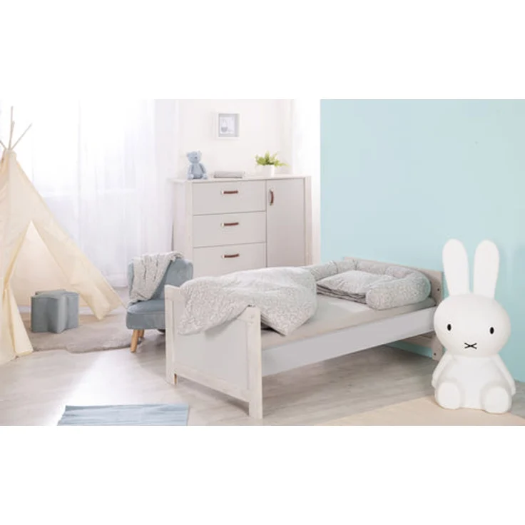 roba Kinderzimmerset 'Mila' 3-teilig - Bett 70 x 140 - Kleiderschrank 3-türig - Grau / Weiß – Bild 5