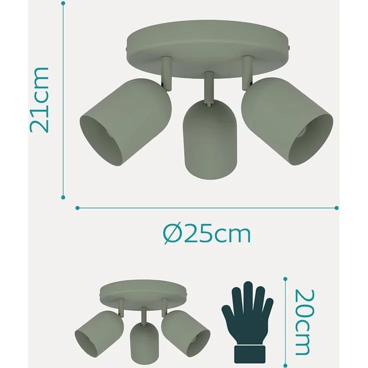 Eglo Leuchten 3er Spot Rondell Tilston Ø 25 x 21 cm grün – Bild 6