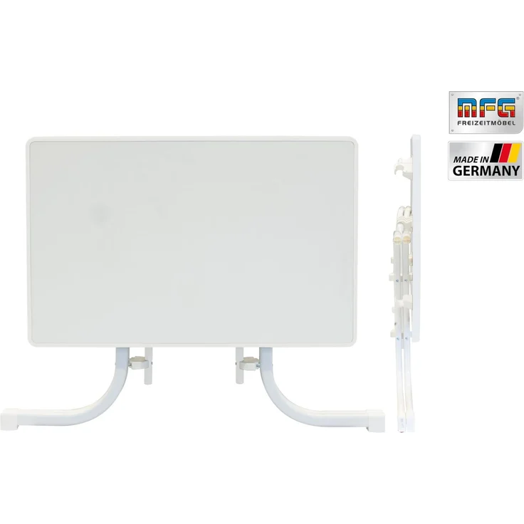 MFG Boulevardklapptisch 110x70 cm klappbar, wetterfeste Melamin-Platte, Gestell: wei§, Tischplatte: wei§ – Bild 4