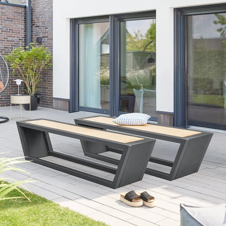 HOME DELUXE Sitzgarnitur aus Stahl KOBON Anthrazit - Made in Germany - 2 x Bank + 1 x Tisch – Bild 8