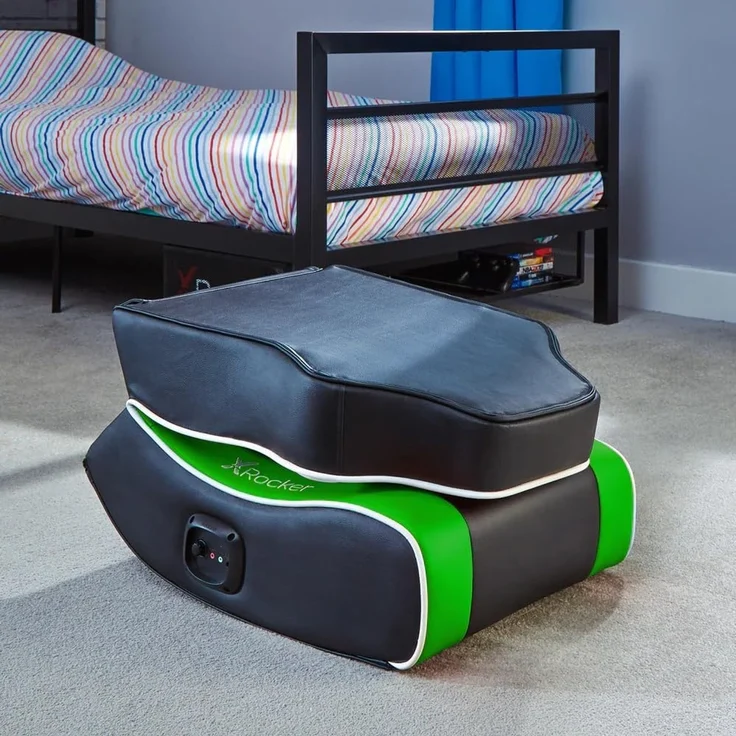 X Rocker Shadow 2.0 Floor Rocker Gaming Kinder Sessel mit 2.0 Audiosystem - Grün/Schwarz/Weiß – Bild 5